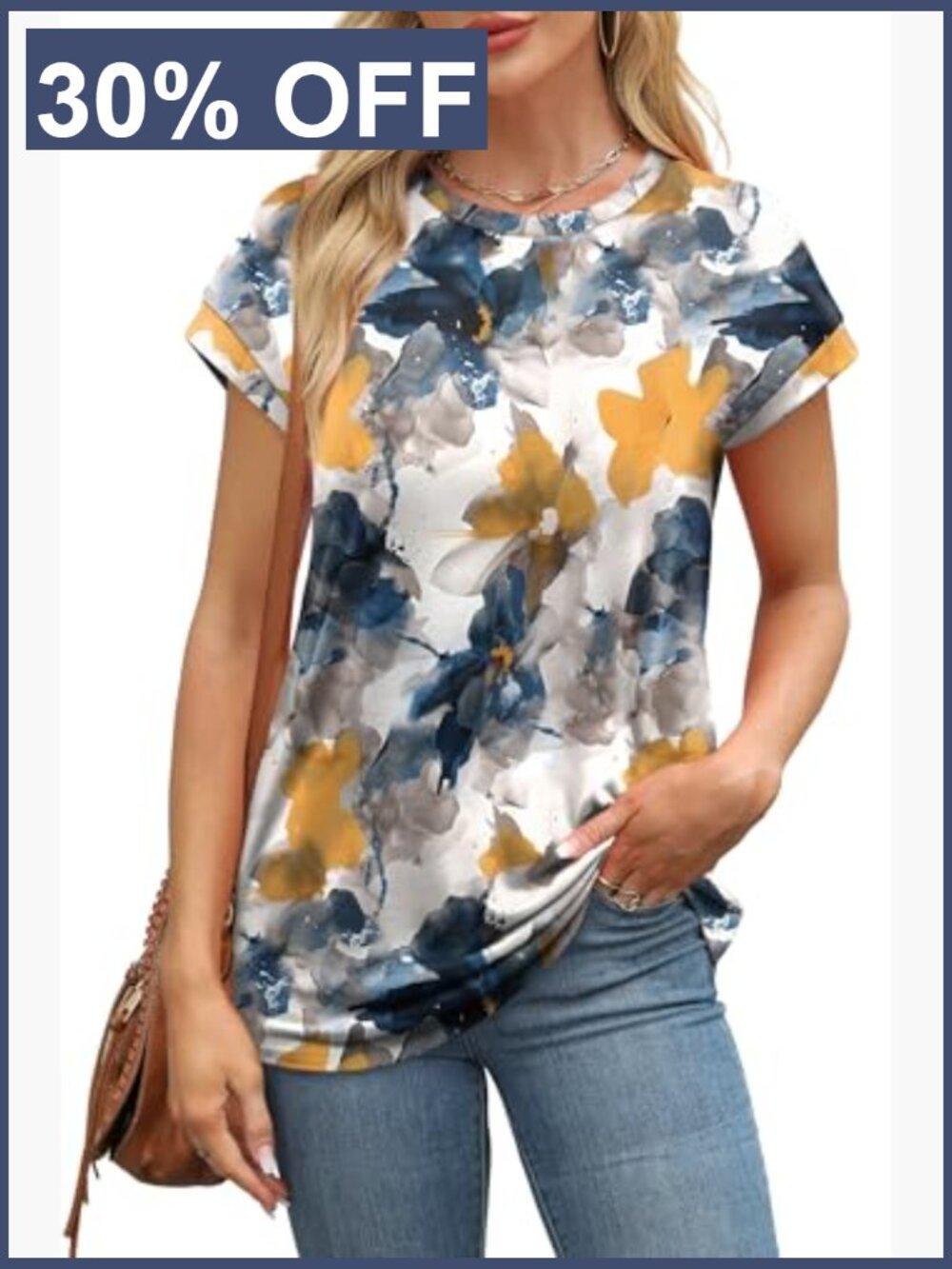 Women's Short Sleeve Crew Neck Tunic T-Shirt Summer Casual Loose Fit Top - Picture 2 of 7